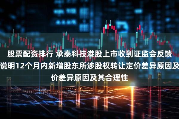 股票配资排行 承泰科技港股上市收到证监会反馈意见：需说明12个月内新增股东所涉股权转让定价差异原因及其合理性