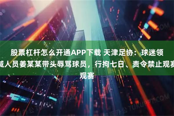 股票杠杆怎么开通APP下载 天津足协：球迷领喊人员姜某某带头辱骂球员，行拘七日、责令禁止观赛