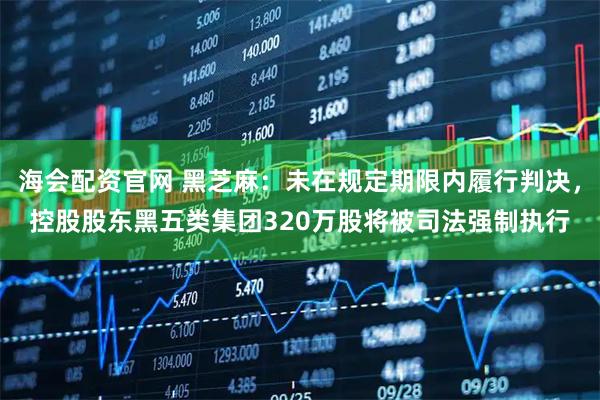 海会配资官网 黑芝麻：未在规定期限内履行判决，控股股东黑五类集团320万股将被司法强制执行